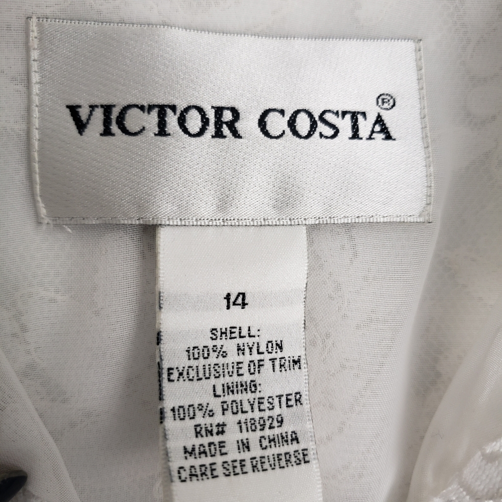Victor Costa White Lace Embroidery Sheer Formal Feminine Snap Victorian - Picture 15 of 15